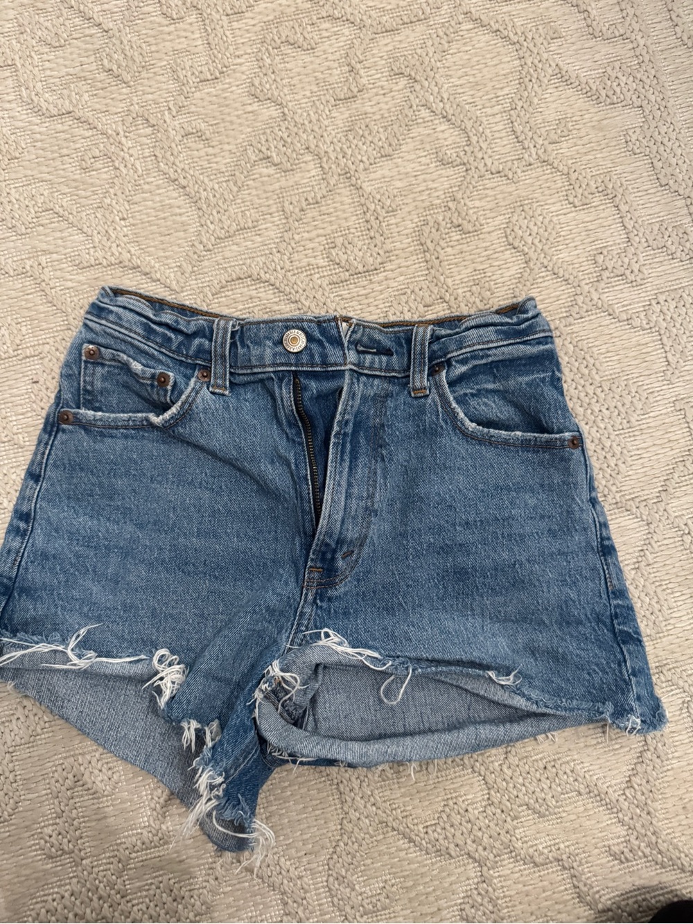 Abercrombie & Fitch Distressed Blue Denim Shorts